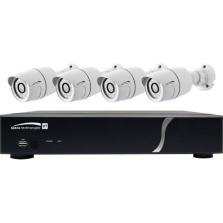 SPECO TECHNOLOGIES Speco ZIPT4D1 4-Channel HD-TVI DVR and 4 Bullet Camera Kit, 1TB ZIPT4B1